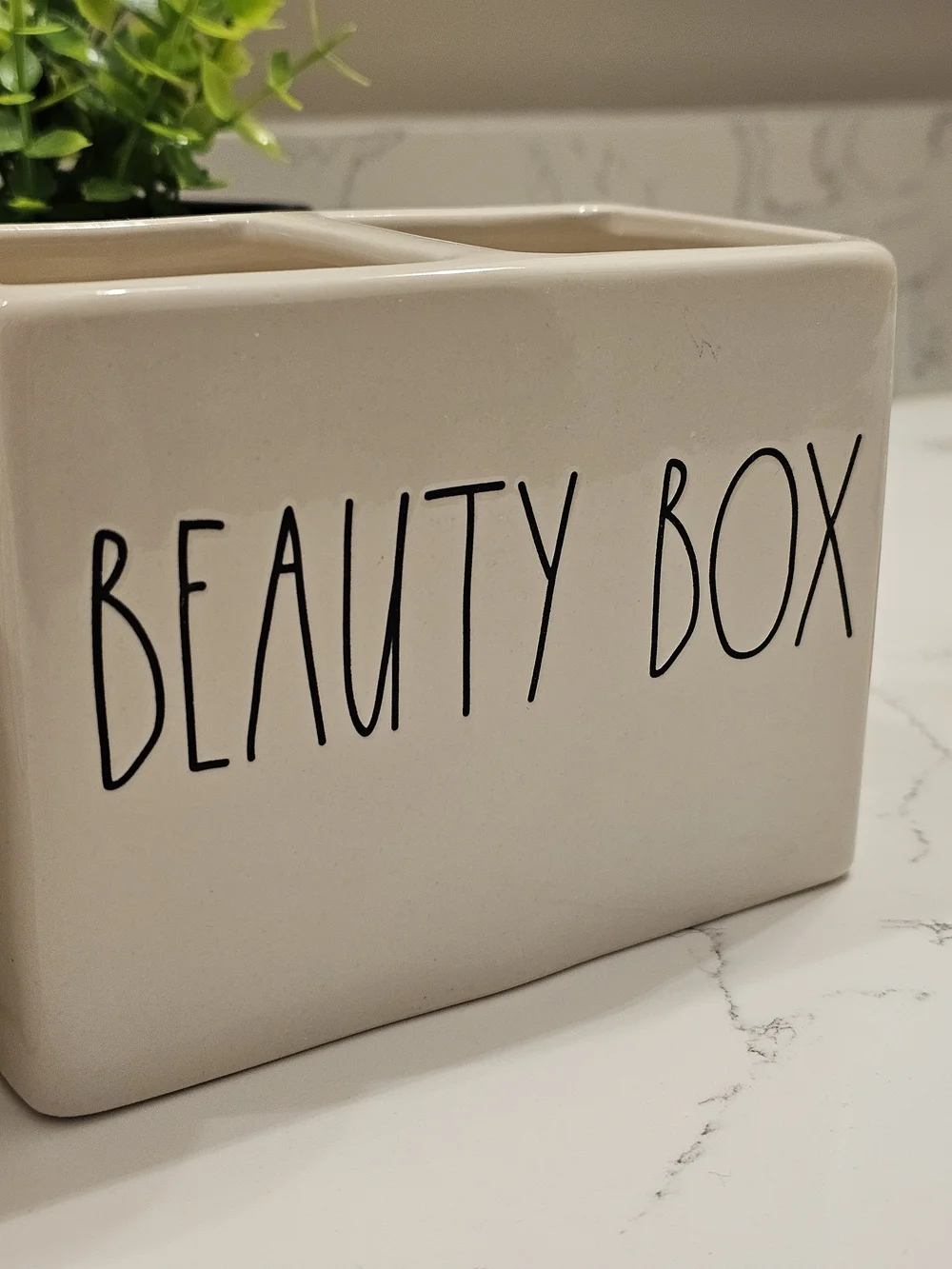 Rae Dunn Ceramic 'Beauty Box' & 'Hold' Organizer Set